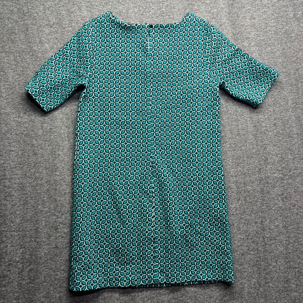 Banana Republic Dress‎ Womens XS Teal Shift Geometric Tile Print Short Sleeve